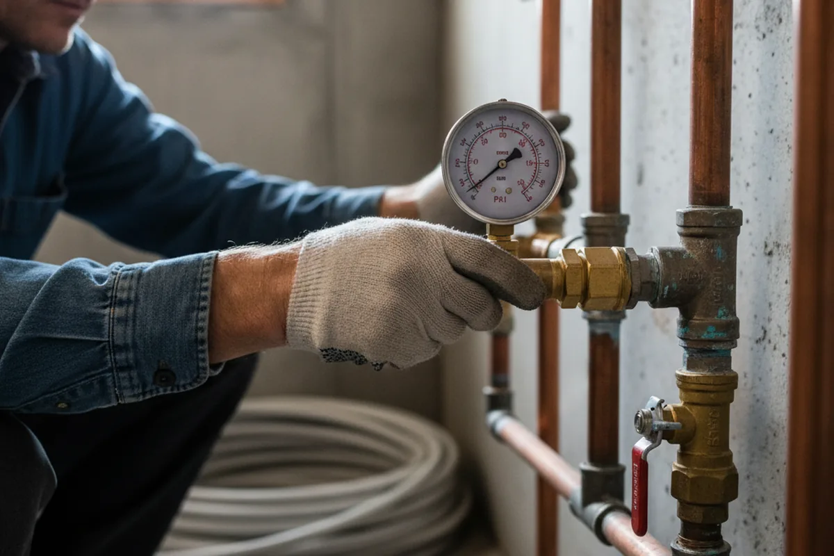 Pressure testing a repaired line during Water Line Repair in Tipton